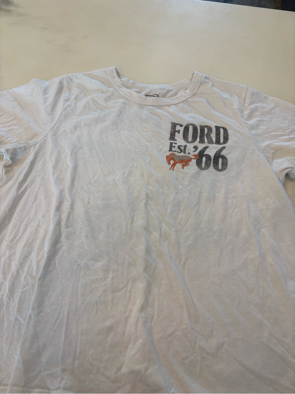 Ford White Short Sleeve Tee with Orange Accent '66 Graphic